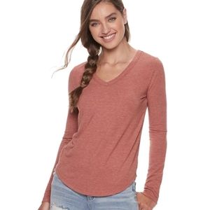 SO Favorite V-Neck Stretchy Long Sleeve Tee